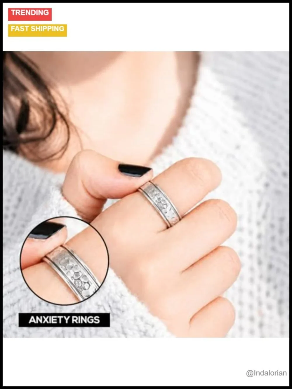 925 Sterling Silver Spinner Fidget Anxiety Ring for Women Men